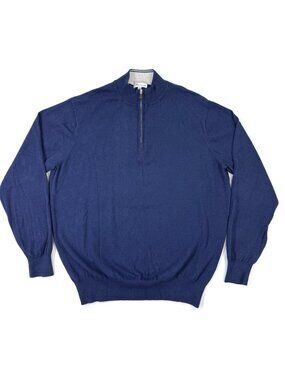 Peter Millar Mens 1/4 Zip Sweater Crown Soft Golf Pullover Sz Large Navy Blue